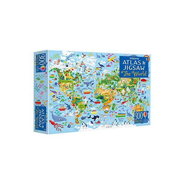 Usborne Atlas & Jigsaw : The World (Paperback+300 Puzzles, 영국판)